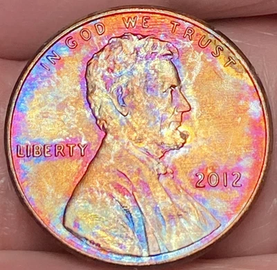 2012-P Lincoln Shield moeda linda brilhante em tom de arco-íris #6 - Imagem 1 de 4