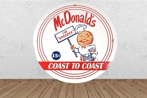 Mc Donald's Coast Porcelain Enamel Heavy Metal Sign 30 Inches Double Side - Picture 1 of 2