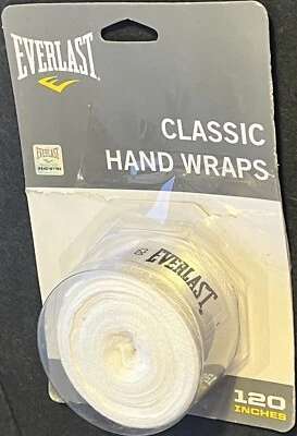 Everlast 120" Classic Hand Wraps: Boxing, Fitness, MMA, Martial Arts White Pair - Image 1 of 2