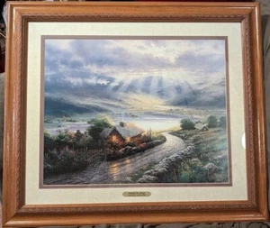 "Emerald Isle Cottage" by Thomas Kinkade Lithograph A/P Edition Framed Oak - Picture 1 of 8