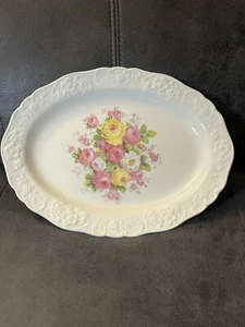 Vintage~Oval Platter~Edwin M. Knowles China Co USA 35-7 Floral Pattern 11.5" - Picture 1 of 7