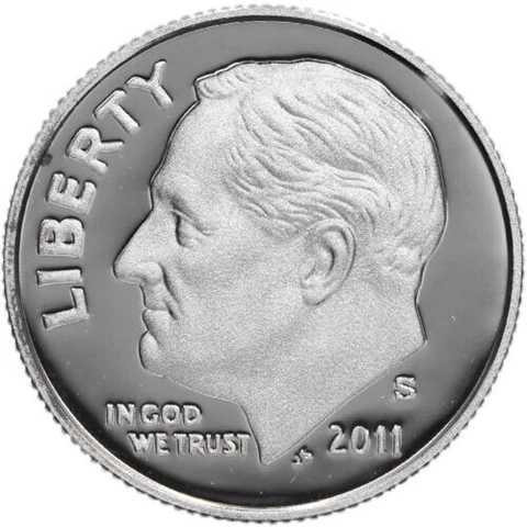 2011 S Roosevelt Dime Silver Cameo Proof - AN UNTOUCHED COIN Cover