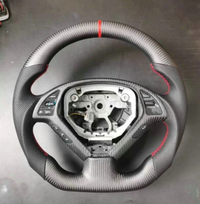 Volante negro de fibra de carbono mate real para Infiniti G37 G35 EX35 G37S G37X Foto 1 de 2