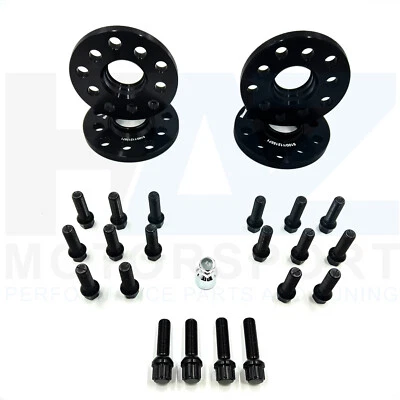 Kit espaciadores de llantas de aleación Audi RS3 8Y 12,5 mm delantero trasero + pernos negros + tuercas de bloqueo Foto 1 de 4