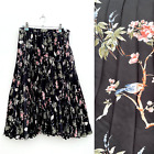 BANANA REPUBLIC Skirt Size 8 Black Oriental Print Pleated Midi Fit And Flare