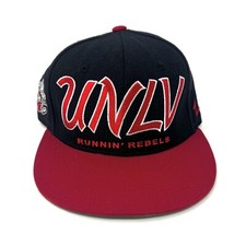 VTG UNLV Runnin Rebels Snapback Baseball Cap Hat Black Red Large Font Wool Blend