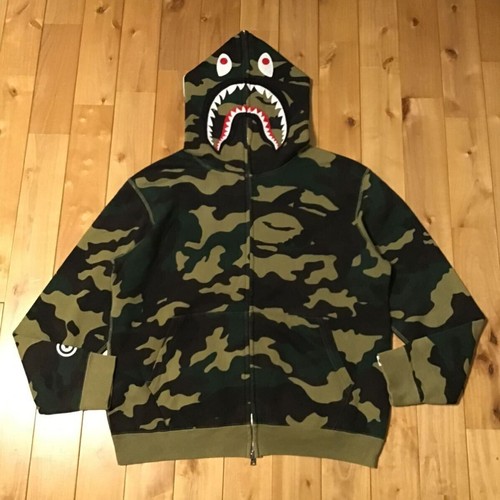 A BATHING APE (BAPE) Felpa con cappuccio BAPE Shark full zip woodland camo a bathing ape NIGO verde taglia M uomo JP