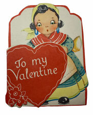 Vintage Valentine Greeting Card Die Cut Girl Don’t Need Gypsy Love Crystal Ball