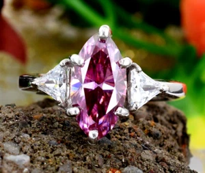 Anillo de diamantes rosas VVS1 naturales de 2,7 quilates certificado para regalo calidad AAA plata 925 - Imagen 1 de 10