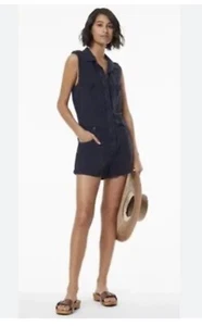 Young Fabulous and Broke YFB Hudson Romper Linen Blend Women L Short Sleeve @T - Picture 1 of 8