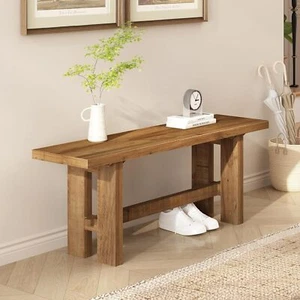 Reclaimed Solid Wood Bench 43.3" Farmhouse Entryway Bench for Hallway Kitchen - Picture 1 of 9