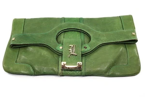 L.A.M.B. Bolso de mano convertible plegable de cuero verde - Imagen 1 de 6