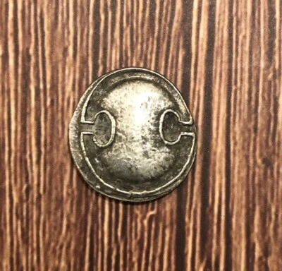 Greek Coin. Shield and Amphora. Silver Plated Brass. Modern Restrike Of Ancient. - Image 1 of 4