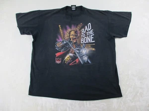 VINTAGE 3D Emblem Shirt Herren 2XL XXL Schwarz Skelett Bad To The Bone Einzelnaht - Bild 1 von 17