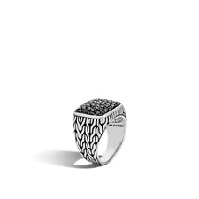 John Hardy Men's Classic Chain Silver Signet Ring Black Sapphire Retail: $995