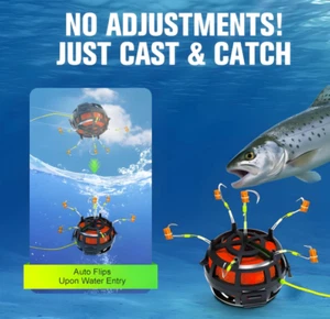 Reverse Bottom Bait Cage,360° Floating Bait Cage Fishing Hook,6-Hook Reverse - Picture 1 of 15