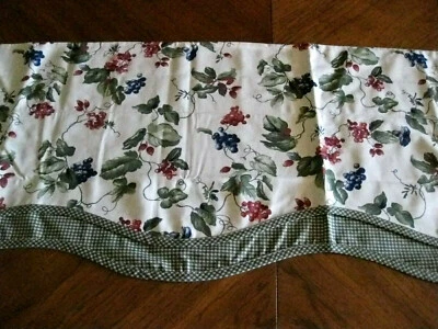 Waverly Orchid Trail Valance Grapes Morning Glory Green Gingham 17"x77" USA Foto 1 de 4