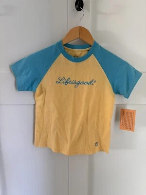 NUEVA Camiseta Con Etiquetas Niñas Life Is Good Camiseta Béisbol Raglán Talla Pequeña (5-6) Foto 1 de 4
