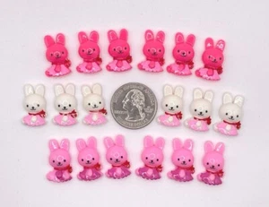 18 pcs x 7/8" Resin Bunny Flatback Embellishment w/Skirt/Rabbit/Cute SB288 - Picture 1 of 2