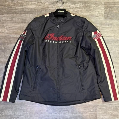 🏍️ Chaqueta Indian Motorcycle 1901 V2 L Negro Rojo Blanco Abrigo de Montar + Percha  Foto 1 de 4