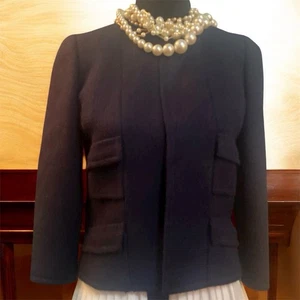 Vintage 50er 60er Davidow New York einfarbiger blauer Wollblazer ILGWU Union Made Damen - Bild 1 von 17