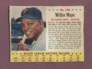 1962 JELLO WILLIE MAYS #106- SAN FRANCISCO GIANTS - LOWER GRADE - (2456) - Picture 1 of 2