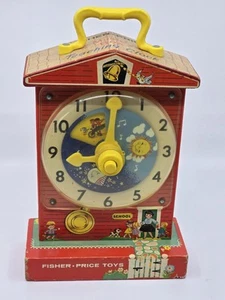 Vintage 1962-68 Fisher Price Music Box Teaching Clock USA School WORKING - Picture 1 of 7