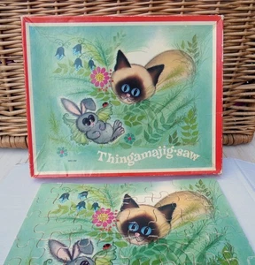Vintage Thingamajig-saw Mee-Ow Wooden Jigsaw Puzzle 48 Piece 1960s Complete - Picture 1 of 7