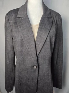Nanette Lepore Blazer Women’s Size 14 Black Grey Fitted Lined Classic Style NWT - Picture 1 of 13