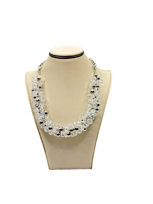 Прозрачный кристалл бусина кластер ожерелье посеребренные заявление шикарный ювелирных изделий - Изображение 1 из 4