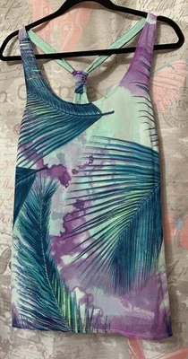 OLD NAVY  Multicolor Floral Racerback  Beach Tropical Tank Top Lined Sz M Foto 1 de 4