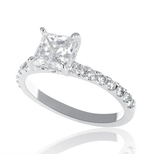 18K White Gold Princess Cut Moissanite Engagement Ring 2.20 CT D-F/VVS1 - Picture 1 of 5