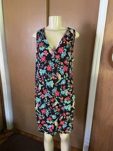 OLD NAVY Womens XXL Tropical Parrot V-neck Flowy Mini Dress Summer #e40 - Picture 1 of 10