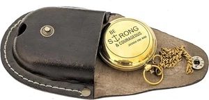 Taschenkompass mit Messinggravur und Lederetui Konfirmationsideen, Taufgeschenk - Picture 1 of 6