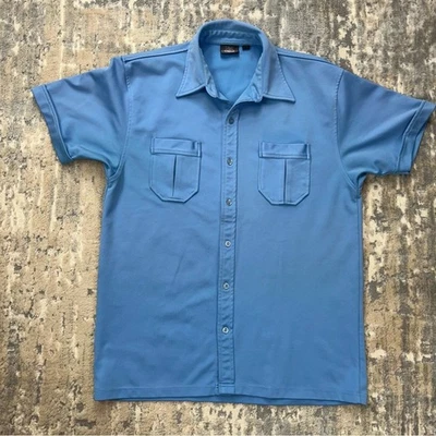 Vintage 70s Bugle Boy Blue Polyester Shirt and/or Jacket Large - Image 1 of 4