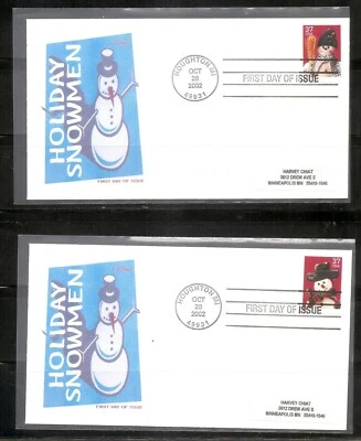 US SC # 3688-3691 Christmas Snowman. Christmas 2002, FDC. Armaster Cachet. - Image 1 of 2
