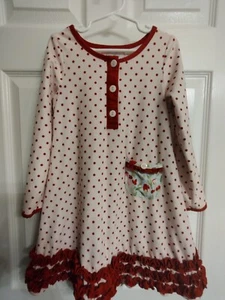 Sweet Honey Nightgown Size 6 Girl's Long Sleeve Polka Dots Flower Pocket - Picture 1 of 12