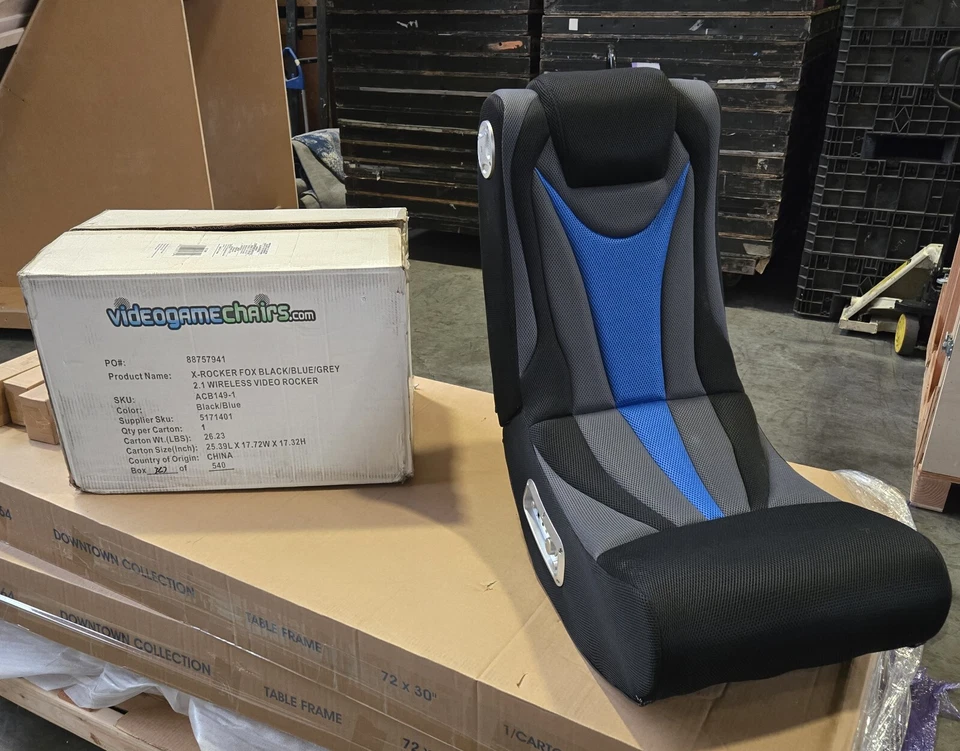 Silla Gaming X Rocker.  Balancín de video inalámbrico 2.1 negro/azul/gris Foto 1 de 1