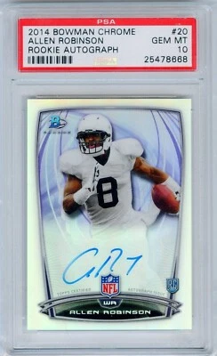 2014 BOWMAN CHROME ALLEN ROBINSON ROOKIE RC AUTO PSA 10 'ON CARD AUTOGRAPH' SSP - Image 1 of 4