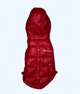 Champion Dog Puffer Coat Jacket Red Shiny Hooded SMALL - Picture 1 of 5