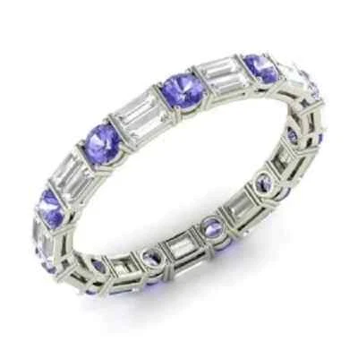 Anillo Forever de tanzanita y diamantes de 1,96 quilates - oro blanco sólido de 14 quilates Foto 1 de 4