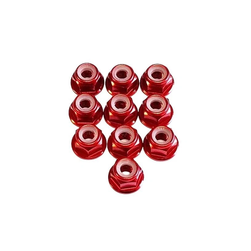 SpeedTek RC M4 Flanged Lock Nuts (10) (Red) - Image 1 of 1