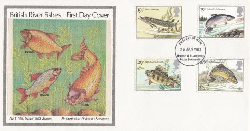 1983 Presentation Philatelic Services British River Fishes - Grimsby FDI FDC - Image 1 of 1