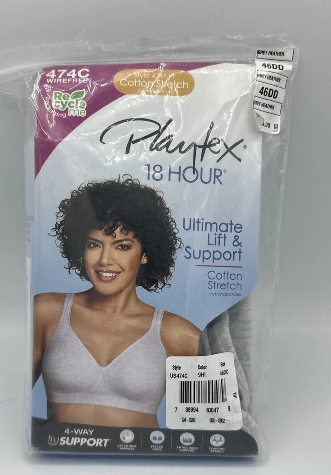 Playtex HEATHER 18 Hour Ultimate Lift & Support Cotton Bra US 46DD UK 46DD