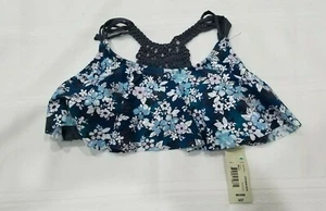 NWT WOMEN'S Arizona Swimsuit Swimwear Bikini Layered TOP, S M L - Teal Floral - Picture 1 of 4