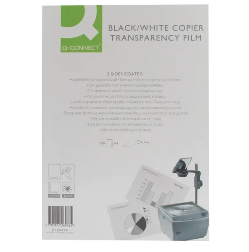 100x Q Connect Clear Overhead Projector Film Sheets 100 Micron Free 24h Delivery - Image 1 of 1