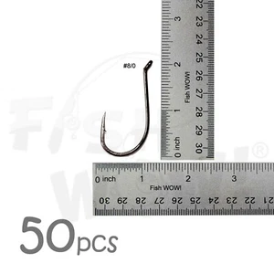 50 ganchos de pulpo en forma de J de pesca WOW!® talla 8/0 alto carbono negro níquel  - Imagen 1 de 3