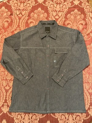 Sean John Pearl Snap Denim Shirt Hip Hop Street Lounge Skater Y2K  XXL Gray - Image 1 of 4