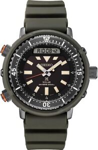 Seiko Prospex Men's Black Dial 50.5mm Green Silicone Band Wrist Watch SNJ031