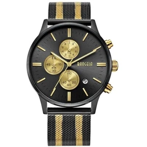 Baogela Stevlio Black Gold Two-Tone Chronograph Mens Resistant Luxury Watch - Picture 1 of 12